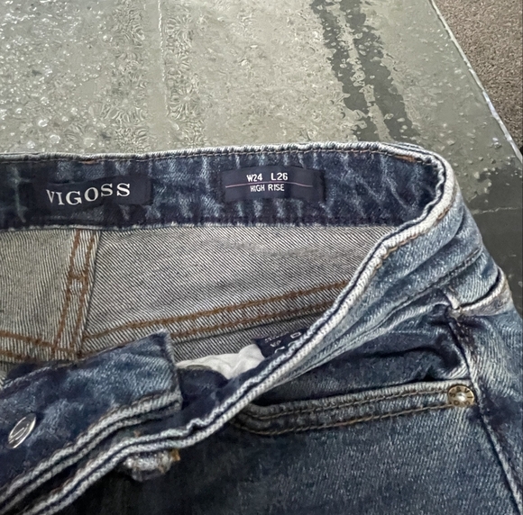 Nwt Vigoss Womens Friday High Rise‎ Tapered Boyfriend Blue Denim Jeans Size 24 - Picture 4 of 7